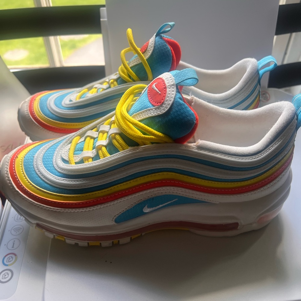Nike Blue and Yellow Air Max 97 Sneakers